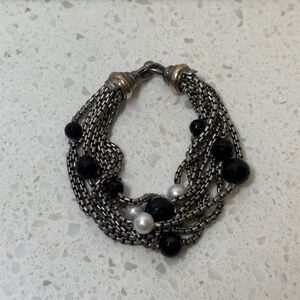 David Yurman Onyx and Pearl Multistrand bracelet Rare